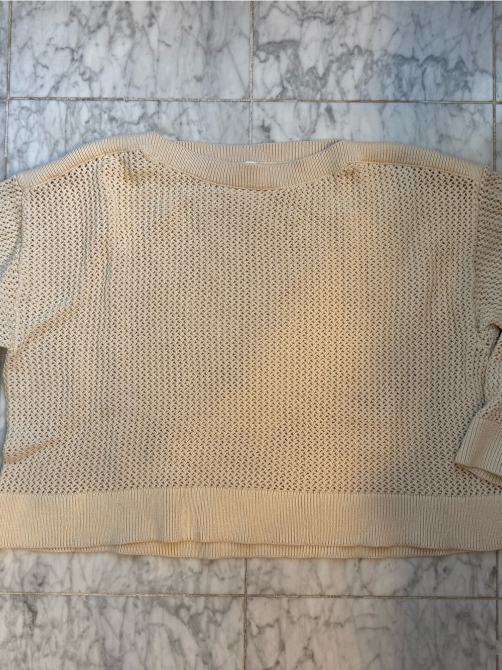 Old Navy Women's Cream Knit Sweater - Lightweight Open Weave